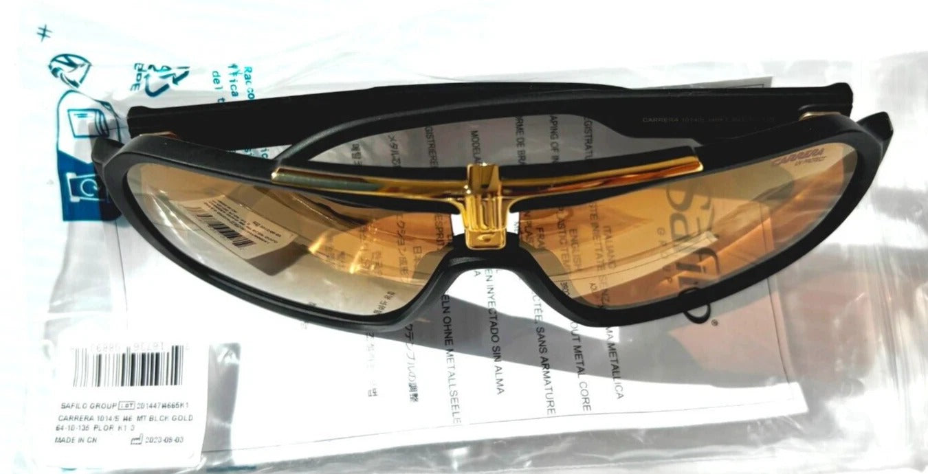 CARRERA Matte Black Gold Frame Gold Brown Lens Sunglass 1014/S I46K1