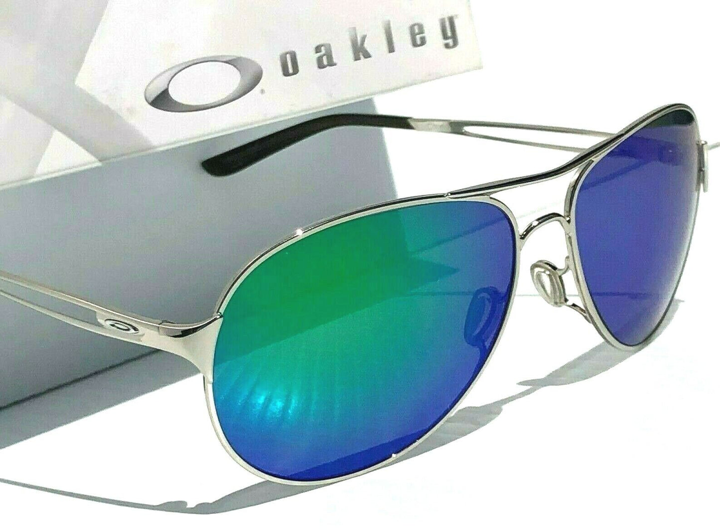 Oakley CAVEAT in Silver Frame with POLARIZED Galaxy Jade lens Sunglasses oo4054 - Two-Lens Bundle!