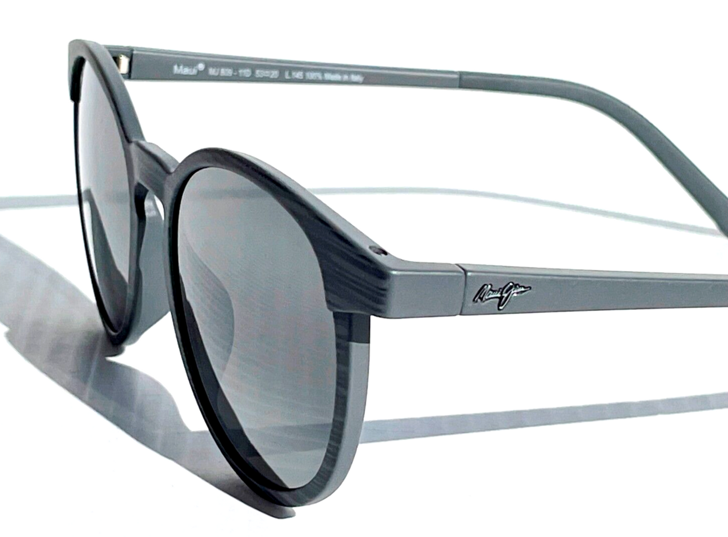 Maui Jim KIAWE Grey Woodgrain Stripe POLARIZED Grey GLASS Sunglass 809-11D