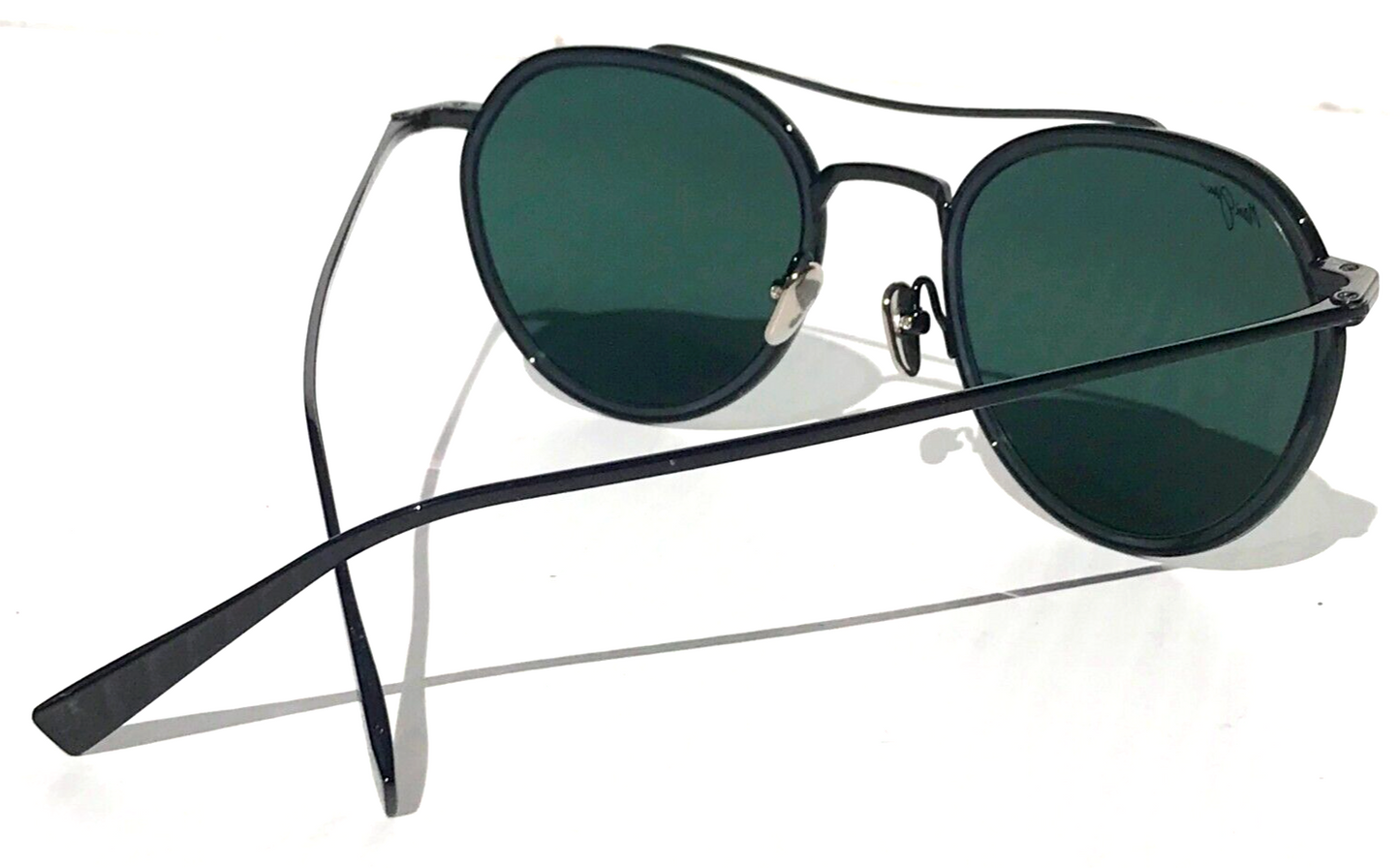 Maui Jim BOWLINE Black Gloss with Matte Round POLARIZED Gray Sunglass 557-02