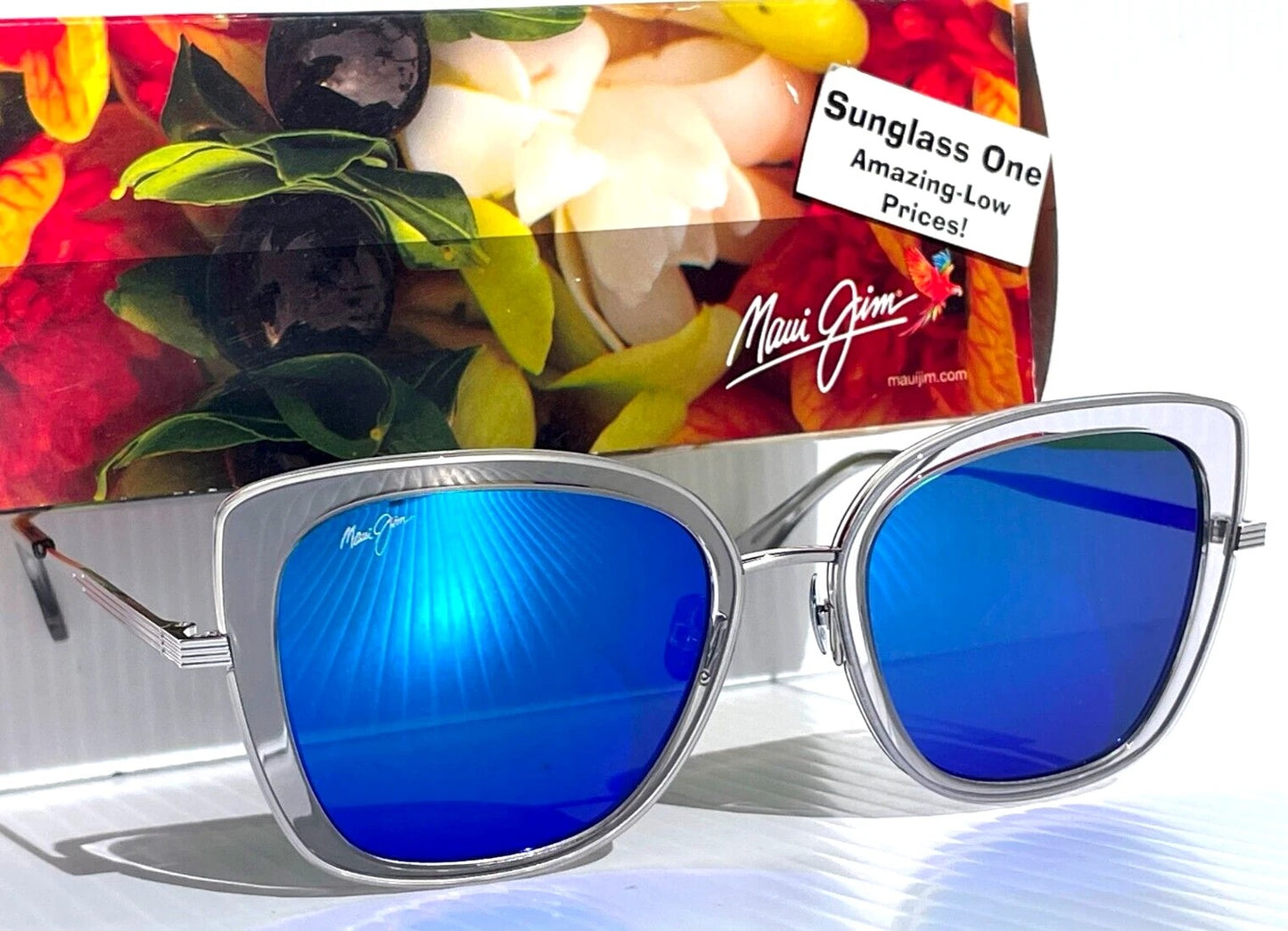 Maui Jim VIOLET LAKE Transparent Clear Frame POLARIZED Maui Blue Lens Sunglass B843-11