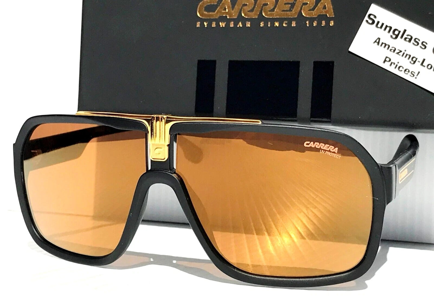 CARRERA Matte Black Gold Frame Gold Brown Lens Sunglass 1014/S I46K1