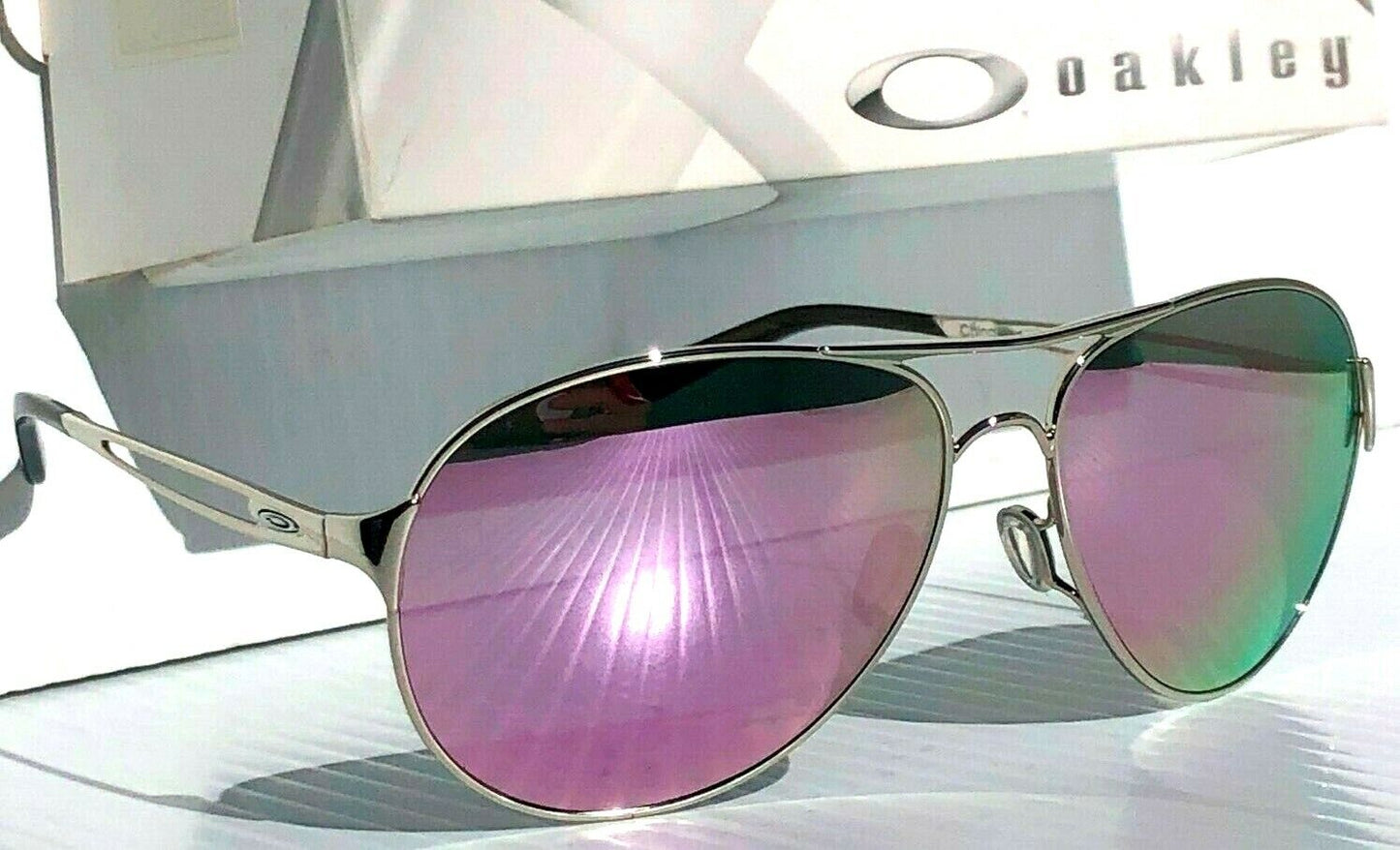Oakley CAVEAT in Silver Frame with POLARIZED Galaxy Rose Gold lens Sunglasses oo4054 - Two-Lens Bundle!