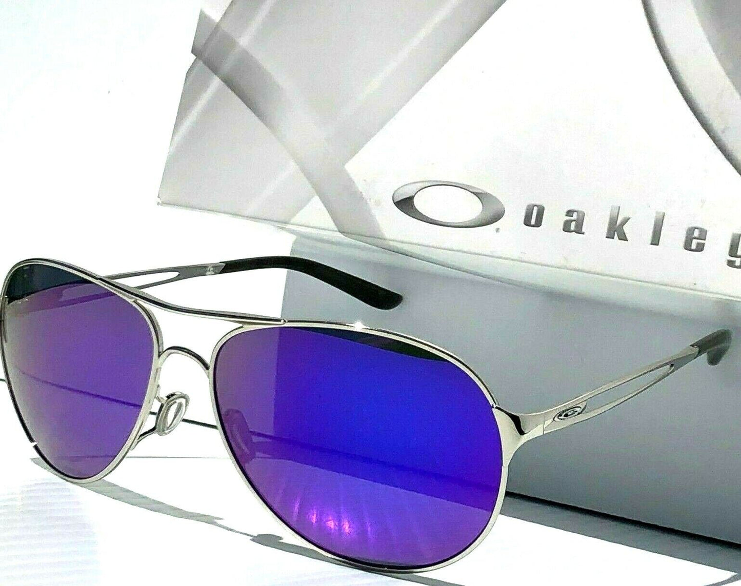 Oakley CAVEAT in Silver Frame with POLARIZED Galaxy Blue lens Sunglasses oo4054 - Two-Lens Bundle!