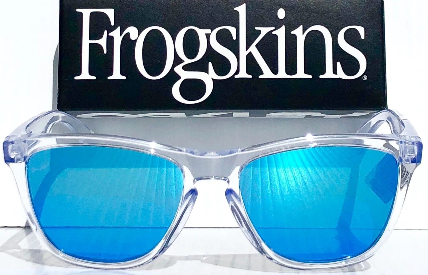 Oakley Frogskins Clear Polished Crystal Frame PRIZM Sapphire Blue Lens Sunglass 9013-D0