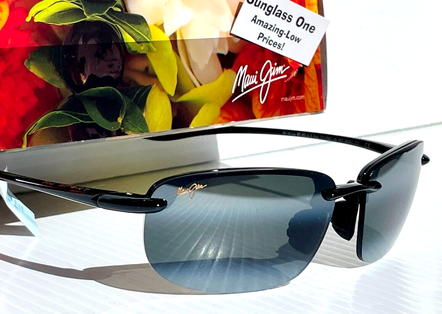 Maui Jim HOOKIPA Gloss Black POLARIZED Grey Lens Sunglass 407N-02