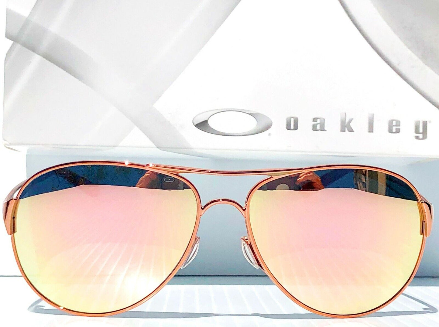 Oakley CAVEAT in Rose Gold Frame with POLARIZED Galaxy Rose Gold lens Sunglasses oo4054 - Two-Lens Bundle!