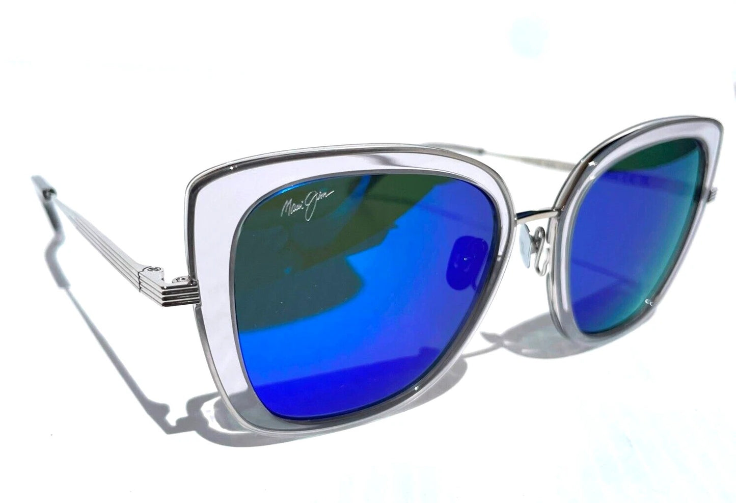 Maui Jim VIOLET LAKE Transparent Clear Frame POLARIZED Maui Blue Lens Sunglass B843-11