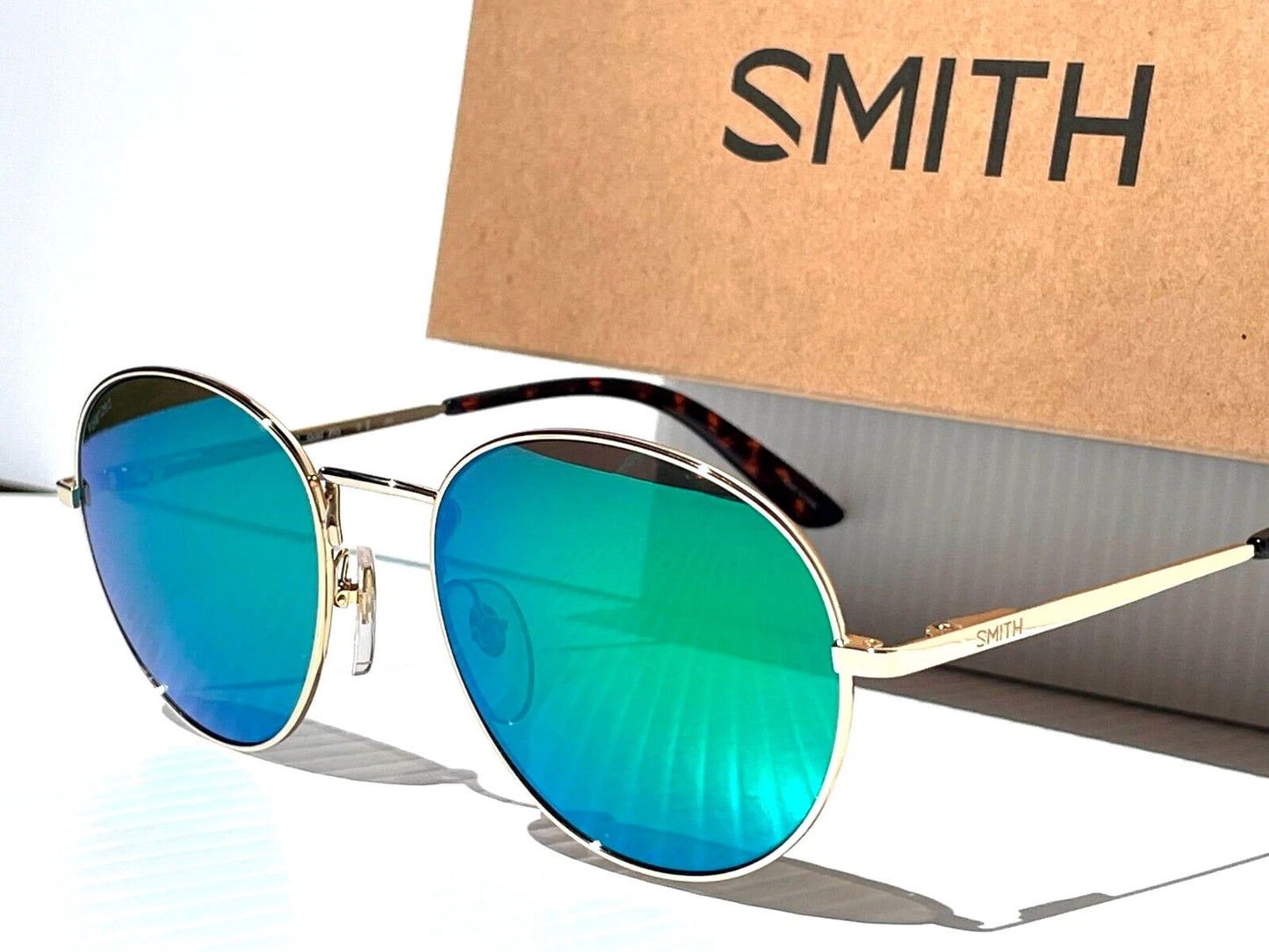 Smith Optics PREP Shiny Gold Frame Carbonic POLARIZED Green Mirror Lens Sunglass 5Z
