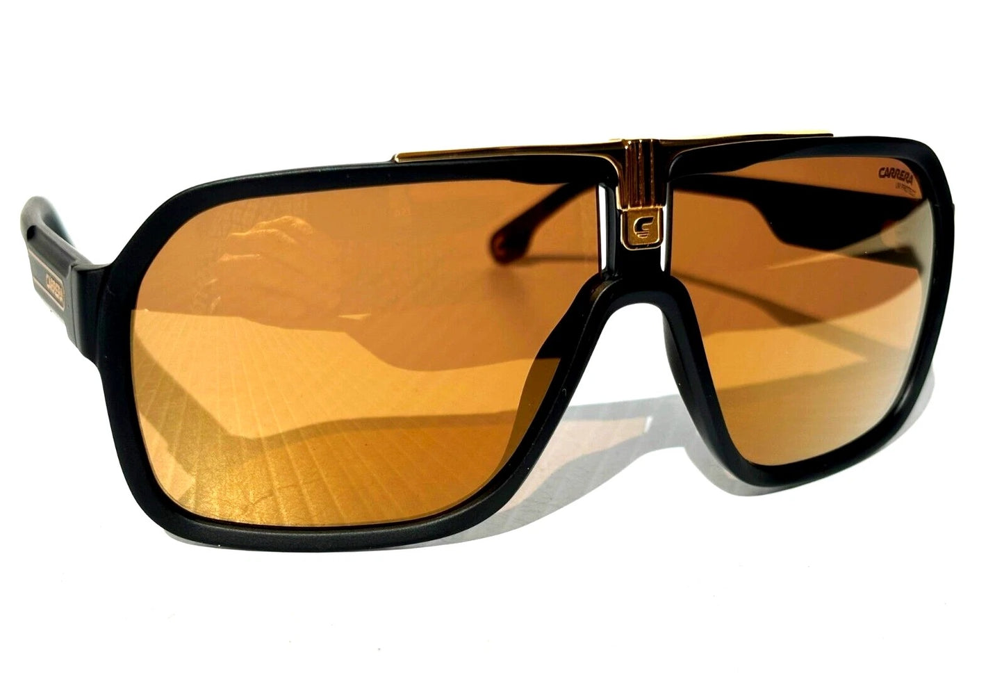 CARRERA Matte Black Gold Frame Gold Brown Lens Sunglass 1014/S I46K1