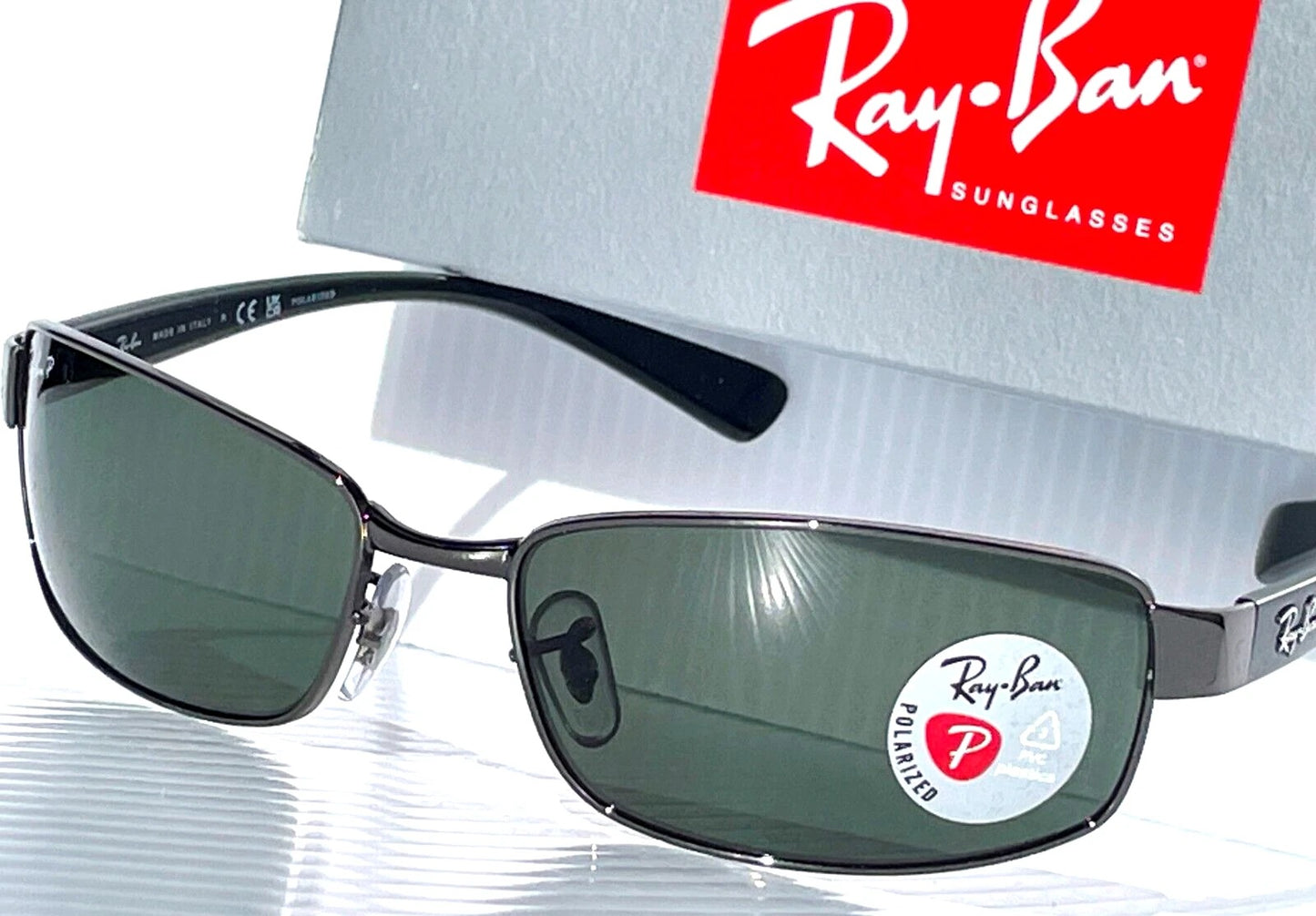 Ray Ban Gunmetal Frame with POLARIZED Dark Green Lens Sunglass RB 3364 004/58