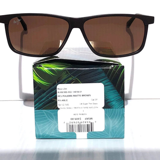 Maui Jim PULAMA Matte Brown POLARIZED ST Bronze GLASS Lens Sunglass H618-01