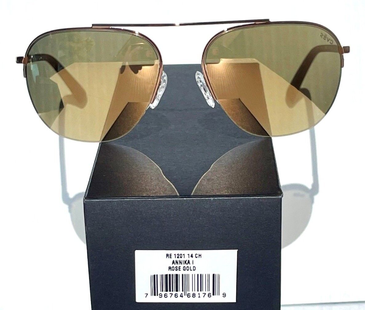 REVO ANNIKA 1 Polished Rose Gold POLARIZED Gold Lens Sunglass RE 1201 14 CH