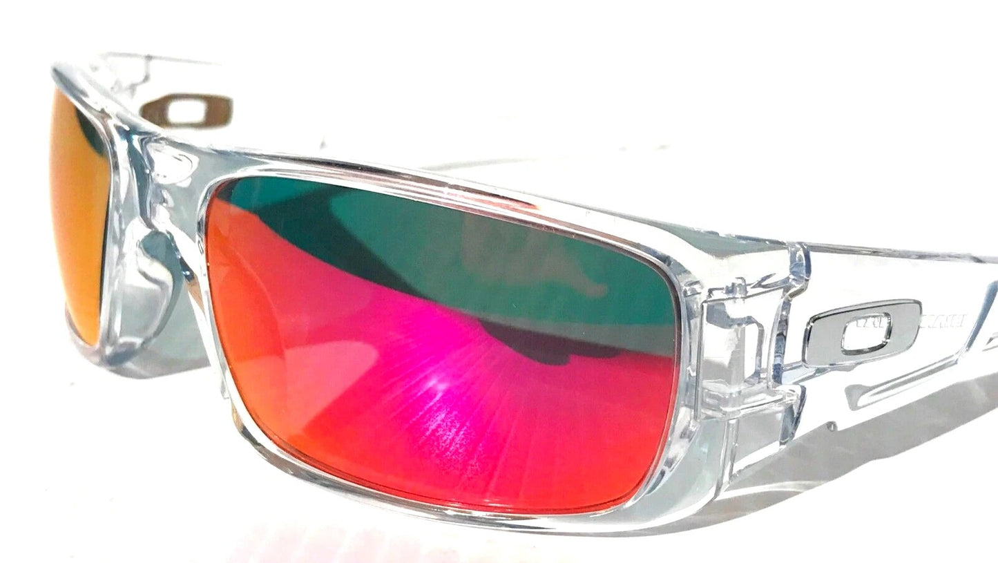 Oakley CRANKSHAFT Shiny Clear Frame POLARIZED Galaxy Magenta Mirror Lens Sunglass 9239-04- Two-Lens Bundle!