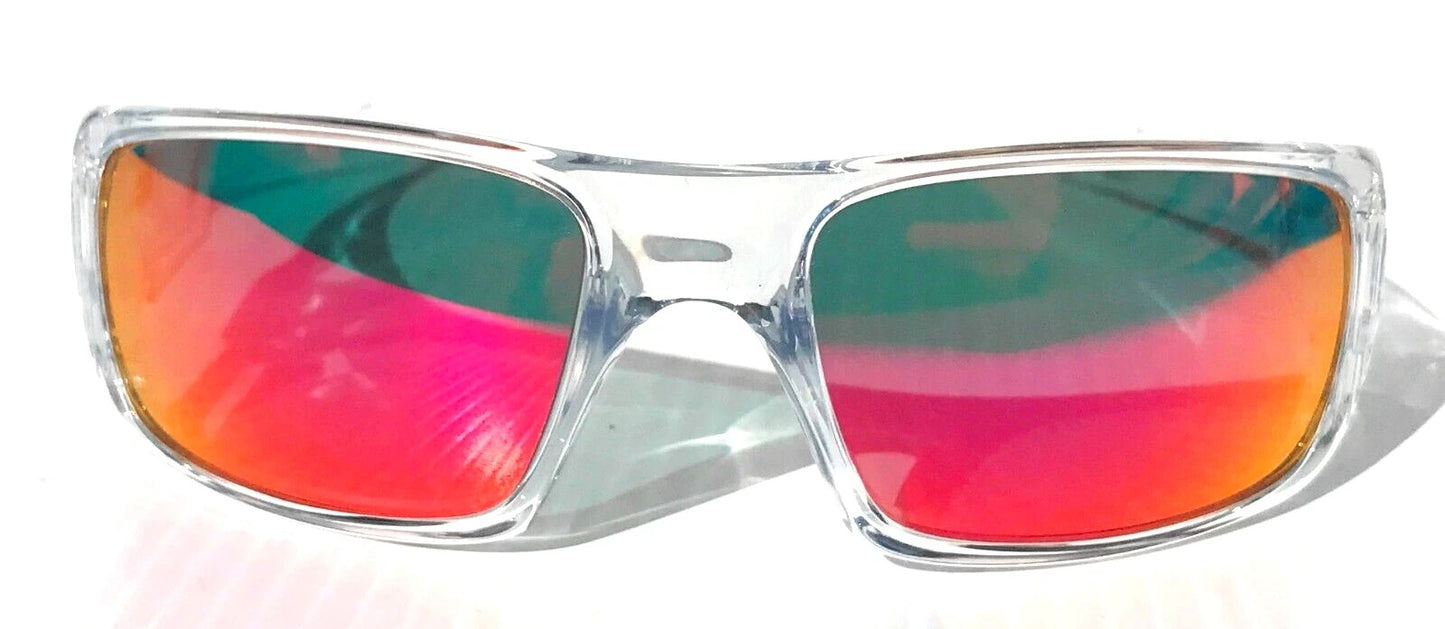 Oakley CRANKSHAFT Shiny Clear Frame POLARIZED Galaxy Magenta Mirror Lens Sunglass 9239-04- Two-Lens Bundle!