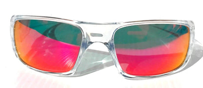 Oakley CRANKSHAFT Shiny Clear Frame POLARIZED Galaxy Magenta Mirror Lens Sunglass 9239-04- Two-Lens Bundle!