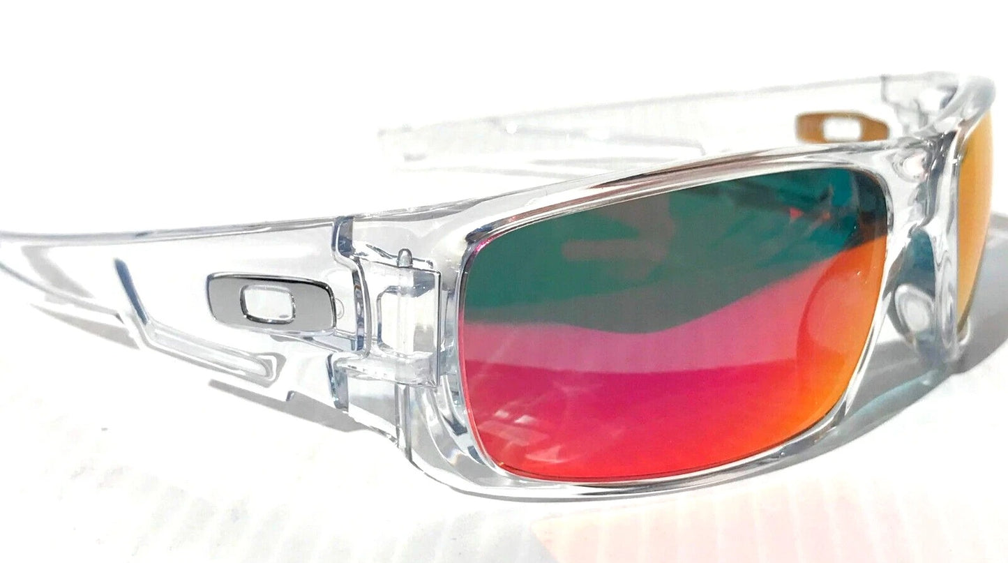 Oakley CRANKSHAFT Shiny Clear Frame POLARIZED Galaxy Magenta Mirror Lens Sunglass 9239-04- Two-Lens Bundle!