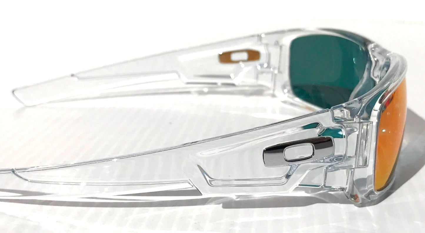 Oakley CRANKSHAFT Shiny Clear Frame POLARIZED Galaxy Magenta Mirror Lens Sunglass 9239-04- Two-Lens Bundle!