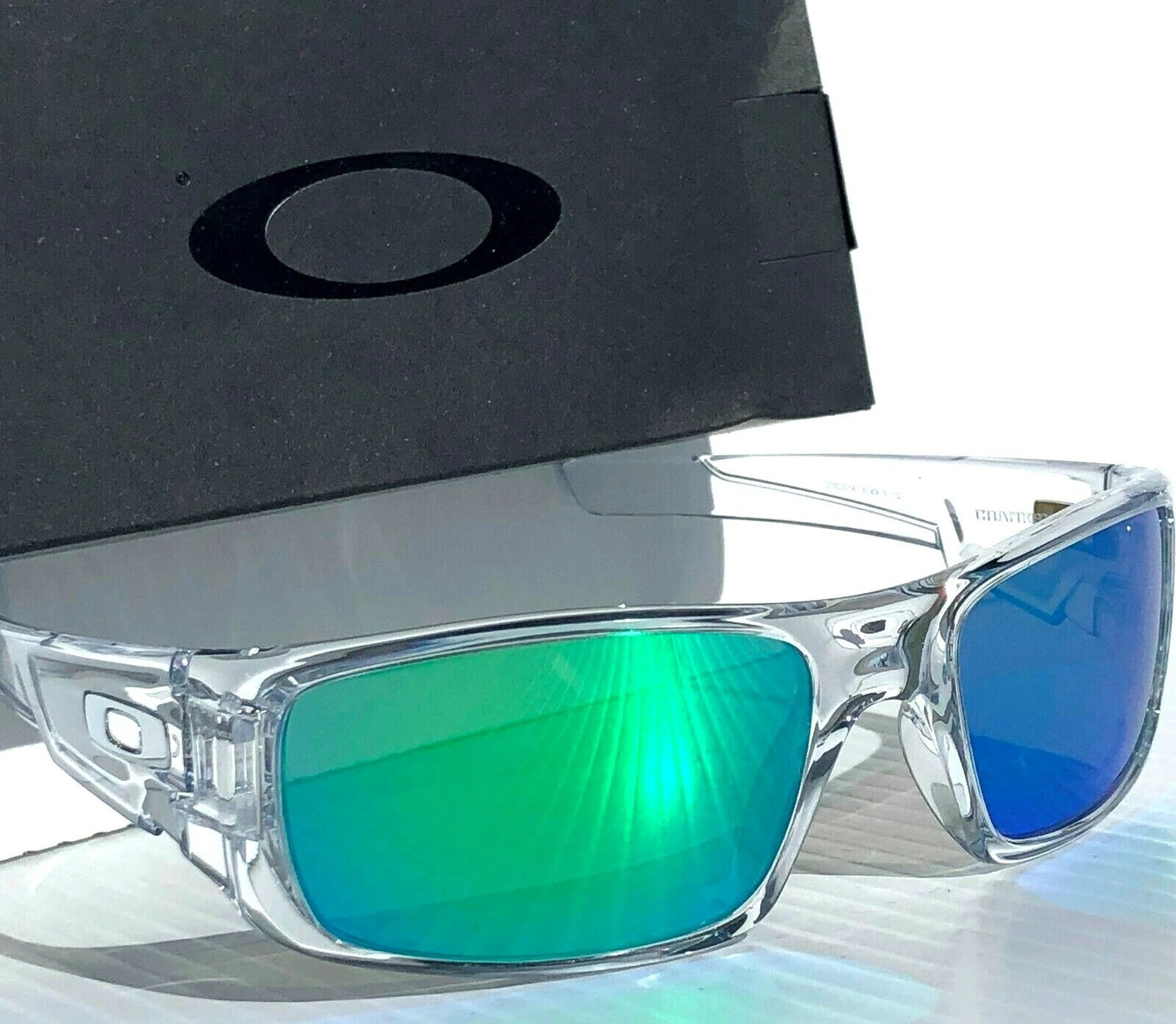 Oakley CRANKSHAFT Shiny Clear Frame POLARIZED Galaxy Jade Mirror Lens Sunglass 9239-04- Two-Lens Bundle!