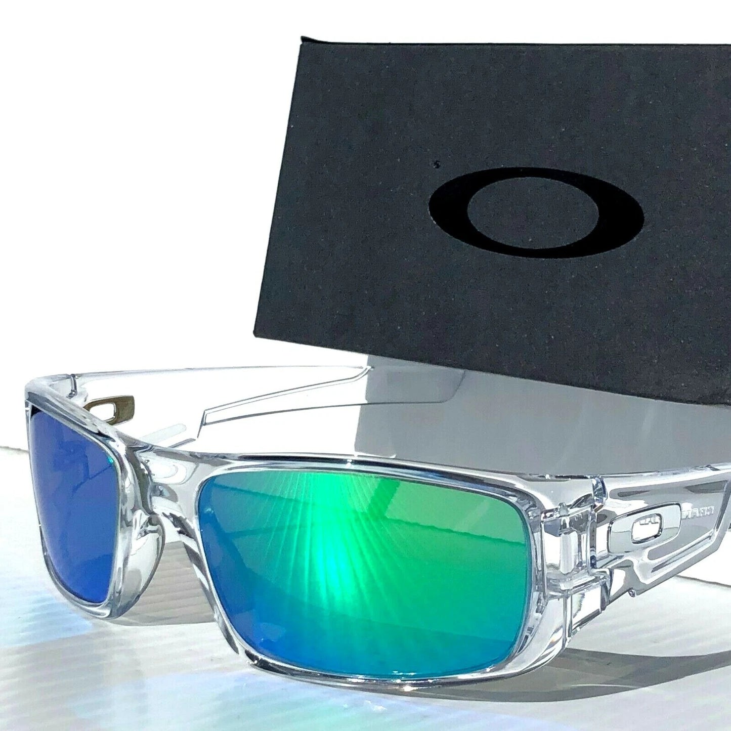 Oakley CRANKSHAFT Shiny Clear Frame POLARIZED Galaxy Jade Mirror Lens Sunglass 9239-04- Two-Lens Bundle!