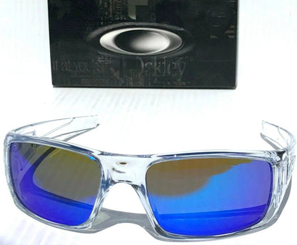 Oakley CRANKSHAFT Shiny Clear Frame POLARIZED Galaxy Blue Mirror Lens Sunglass 9239-04- Two-Lens Bundle!