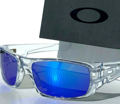 Oakley CRANKSHAFT Shiny Clear Frame POLARIZED Galaxy Blue Mirror Lens Sunglass 9239-04- Two-Lens Bundle!