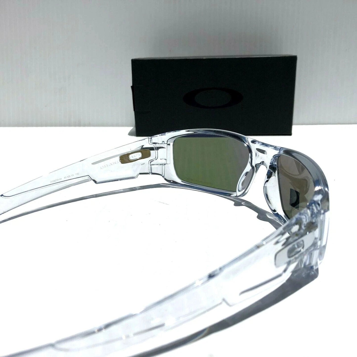 Oakley CRANKSHAFT Shiny Clear Frame POLARIZED Galaxy Blue Mirror Lens Sunglass 9239-04- Two-Lens Bundle!