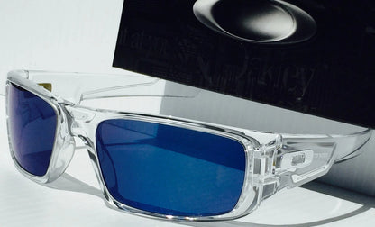 Oakley CRANKSHAFT Shiny Clear Frame POLARIZED Galaxy Ice Blue Mirror Lens Sunglass 9239-04- Two-Lens Bundle!
