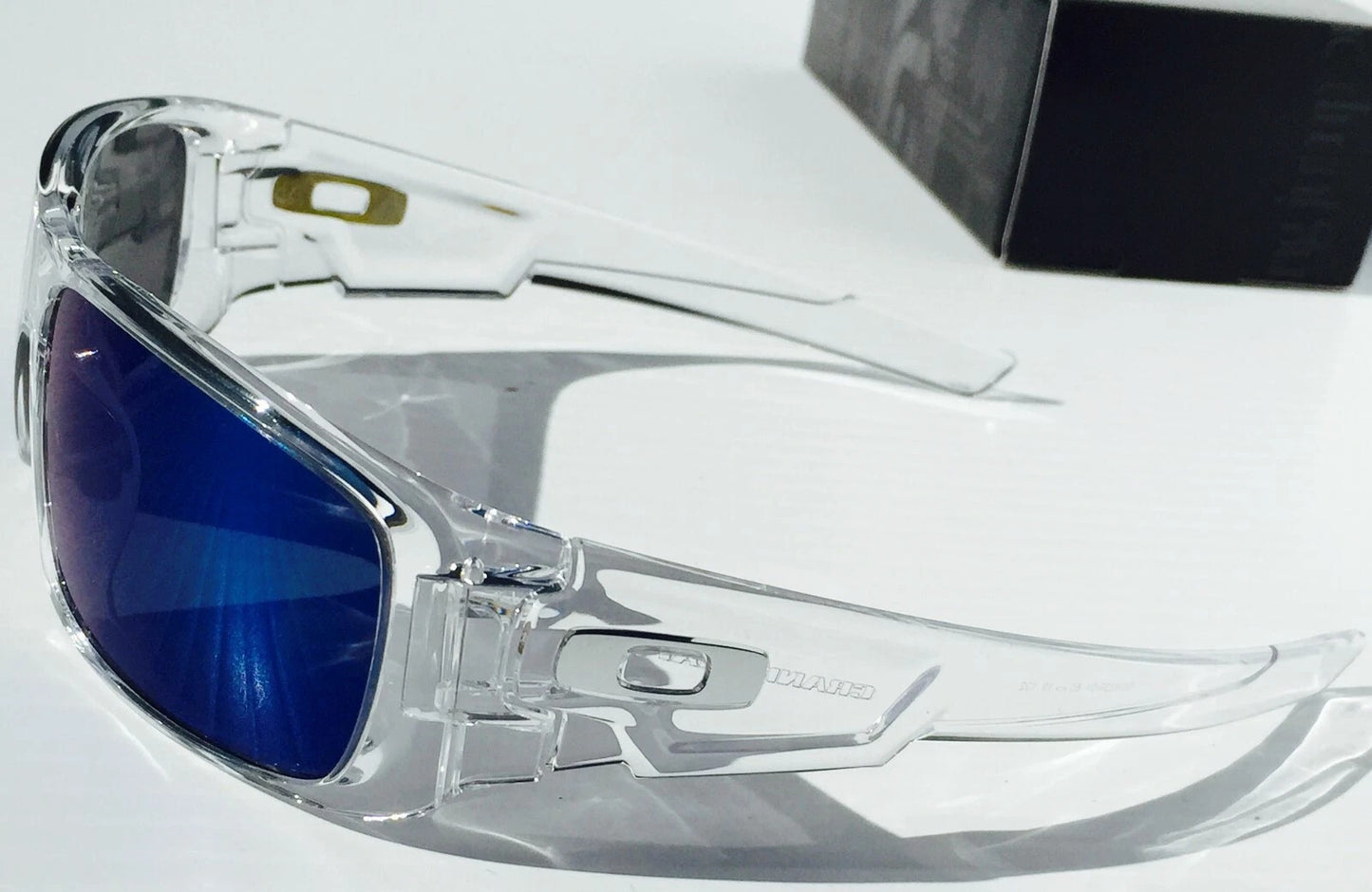 Oakley CRANKSHAFT Shiny Clear Frame POLARIZED Galaxy Ice Blue Mirror Lens Sunglass 9239-04- Two-Lens Bundle!