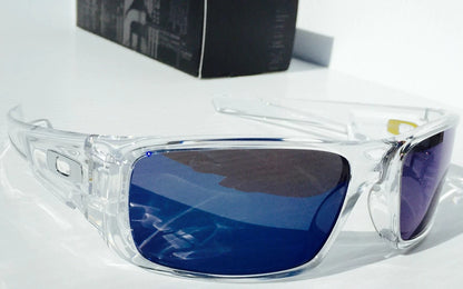 Oakley CRANKSHAFT Shiny Clear Frame POLARIZED Galaxy Ice Blue Mirror Lens Sunglass 9239-04- Two-Lens Bundle!