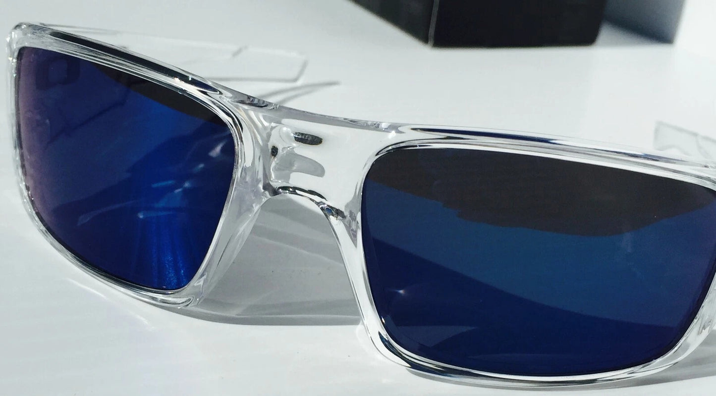 Oakley CRANKSHAFT Shiny Clear Frame POLARIZED Galaxy Ice Blue Mirror Lens Sunglass 9239-04- Two-Lens Bundle!