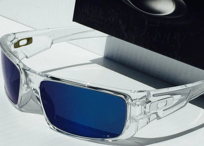 Oakley CRANKSHAFT Shiny Clear Frame POLARIZED Galaxy Ice Blue Mirror Lens Sunglass 9239-04- Two-Lens Bundle!