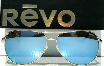 REVO RELAY 59mm Aviator Gold POLARIZED Blue Womens Lens Sunglass RE 1014 04 BL