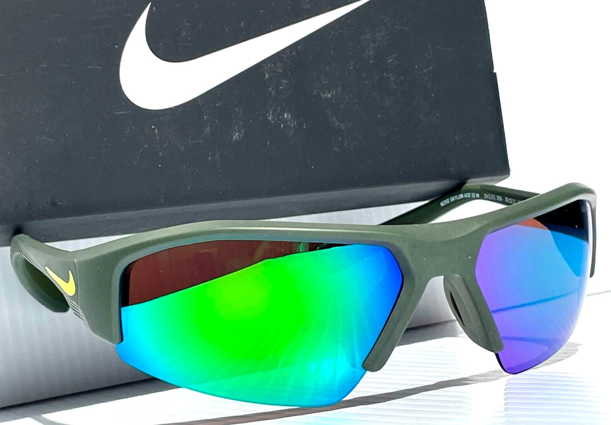 NIKE SKYLON ACE Atomic Green Brown MAX Optics Green Mirror Lens Sunglass DV2151 355
