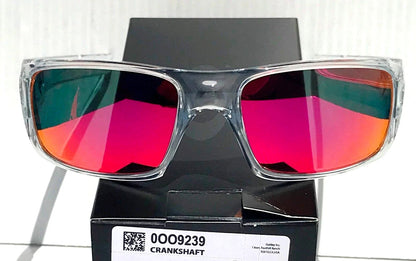 Oakley CRANKSHAFT Shiny Clear Frame POLARIZED Galaxy Magenta Mirror Lens Sunglass 9239-04- Two-Lens Bundle!