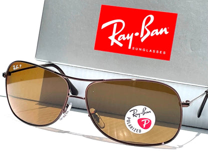 Ray Ban Bronze 64mm Aviator Frame POLARIZED Brown lens Sunglass RB3267
