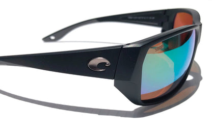 Costa Del Mar TAILFIN Matte Black POLARIZED Green Mirror 580P Lens Sunglass 9113-07 57mm