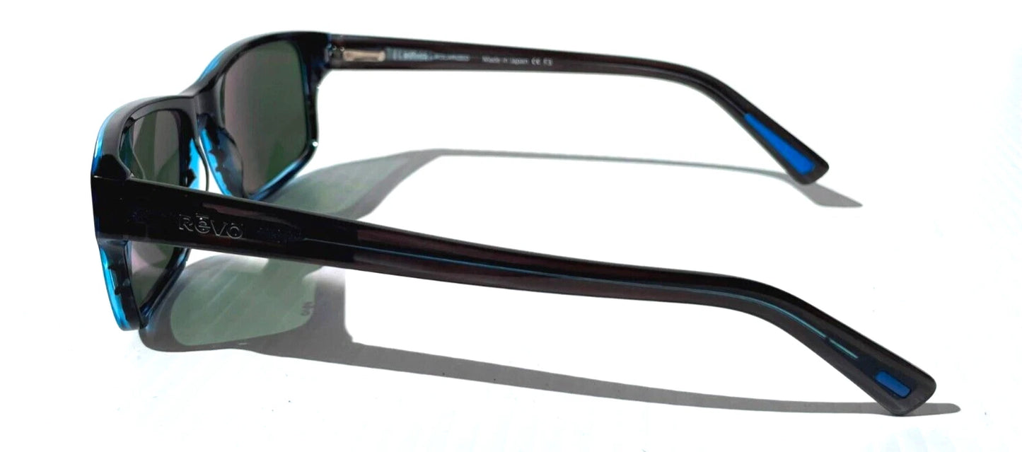 REVO FINLEY G Shiny Blue Horn POLARIZED Grey GLASS Lens Sunglass RE 1176 05 SG50