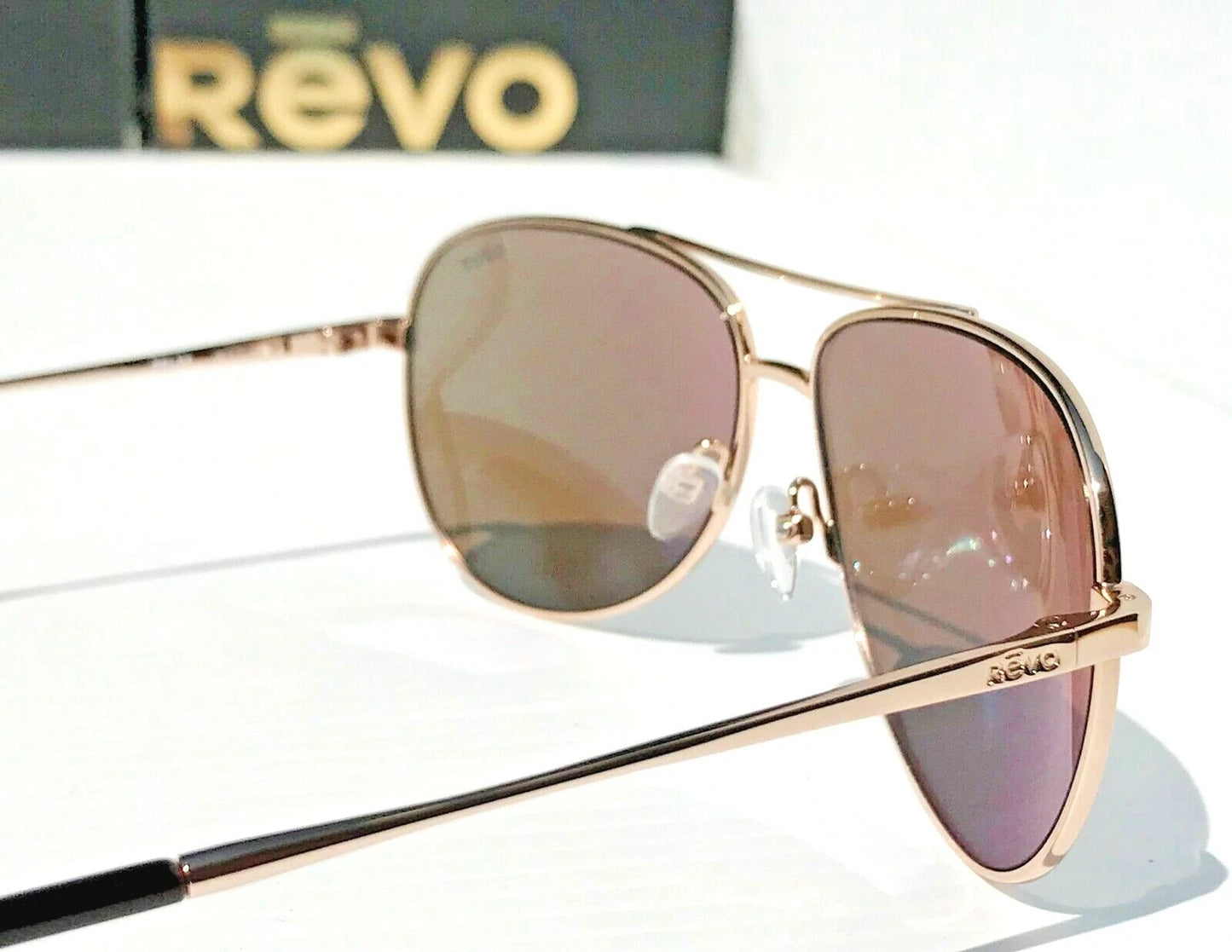 REVO RELAY 59mm Aviator Gold POLARIZED Blue Womens Lens Sunglass RE 1014 04 BL