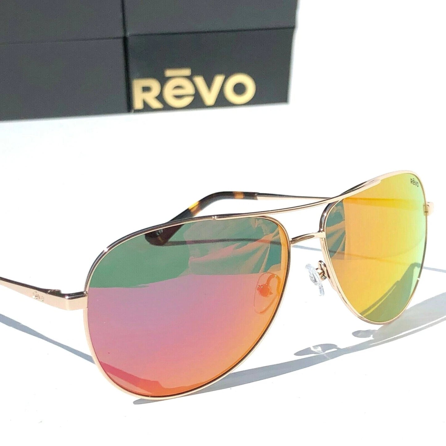REVO RELAY S Shiny Gold POLARIZED Red Mirror Lens Sunglass RE 1014 04 SP