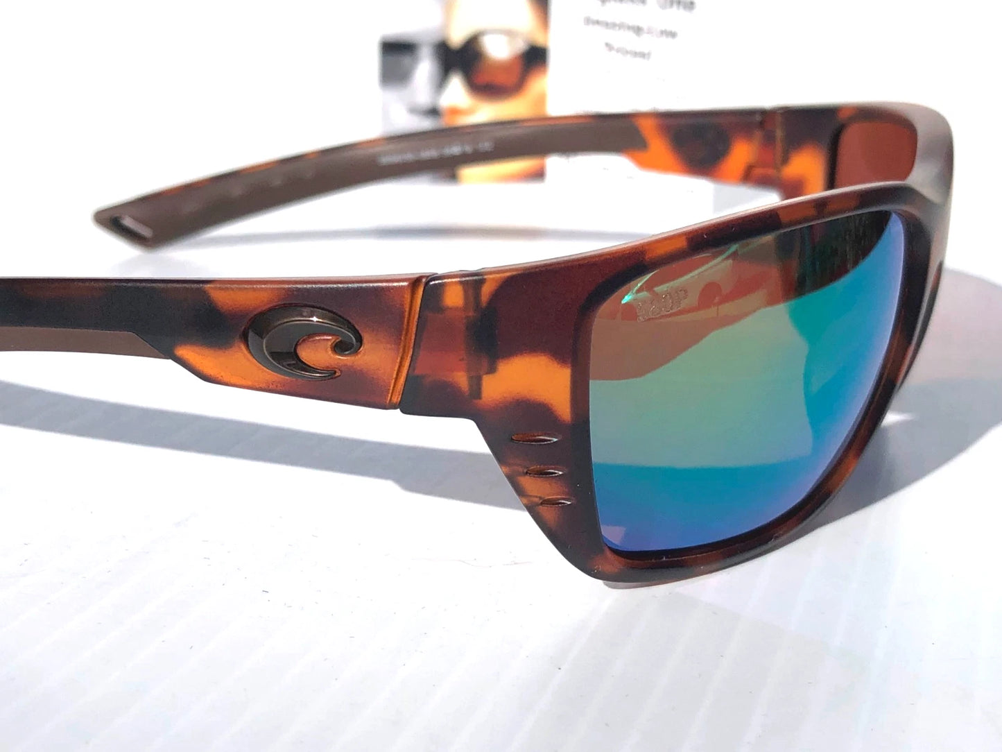 Costa Del Mar WHITETIP Matte Retro Tortoise POLARIZED Green 580P Lens Sunglass WTP 66