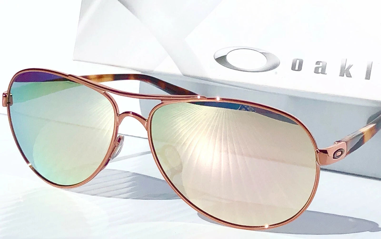 Oakley Feedback Rose Gold Frame POLARIZED Galaxy Rose Mirror Lens Sunglass oo4079