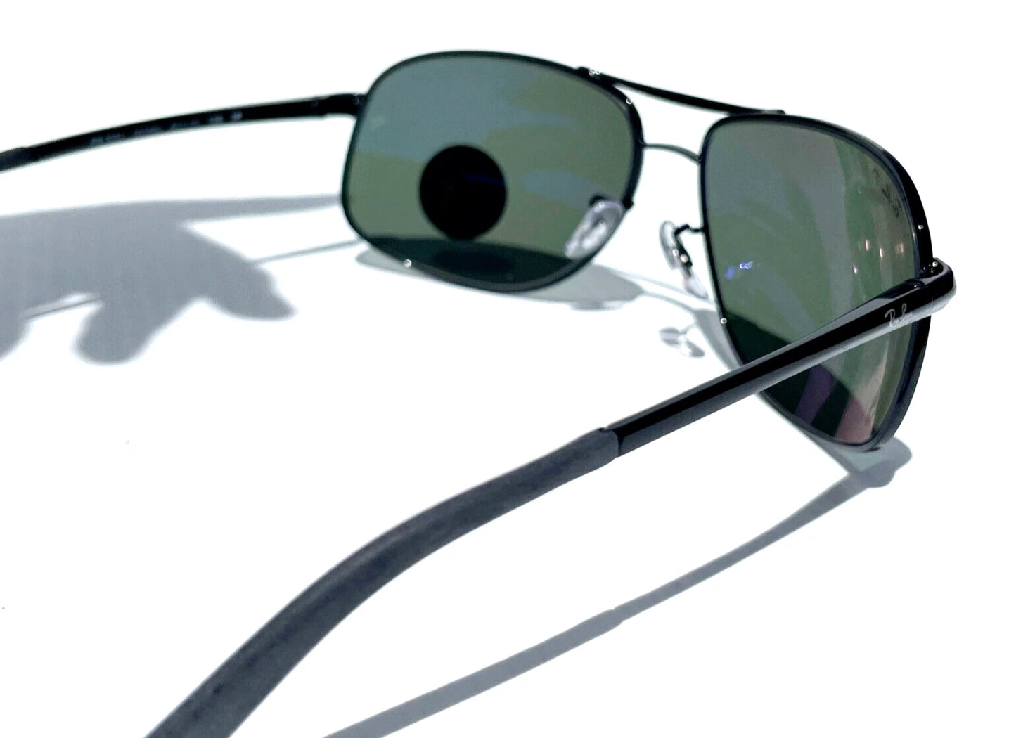 Ray Ban Shiny Black Metal POLARIZED Green Lens Sunglass RB3387 002/9A