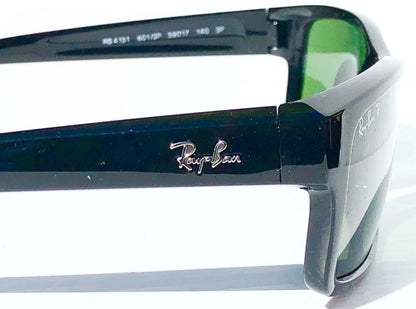Ray Ban Shiny Black Rectangle POLARIZED Green Lens Sunglass RB4151 601