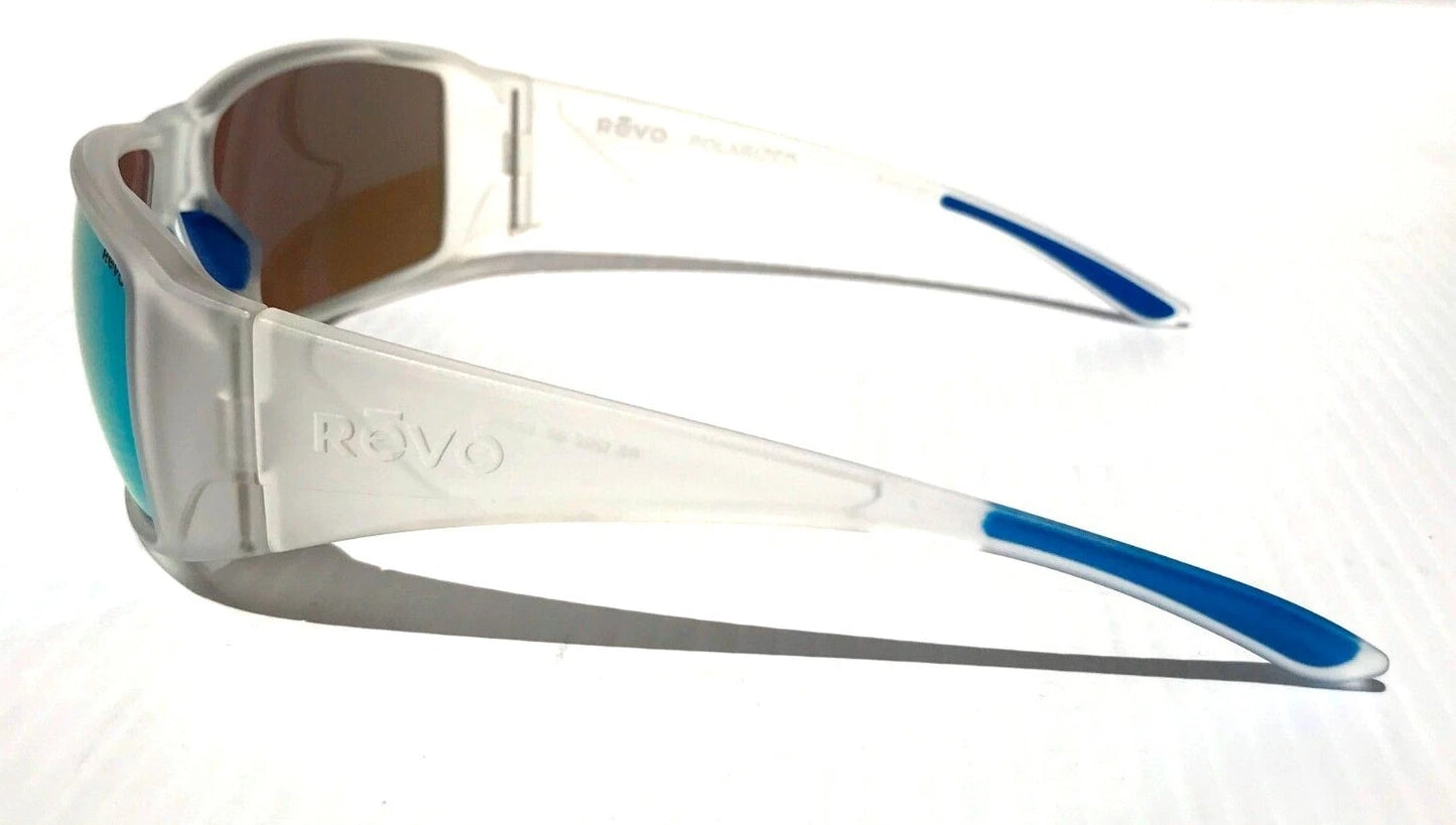 REVO DUNE Matte Crystal Clear POLARIZED Blue Lens Sunglass RE 1202 09 BL