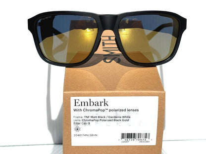 Smith Optics EMBARK North Face Black & White POLARIZED Gold Mirror Lens Sunglass TNF