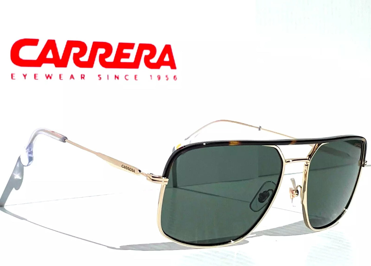 CARRERA Polished Gold Tortoise Aviator Green Grey Lens Sunglass 152/S 0PEF