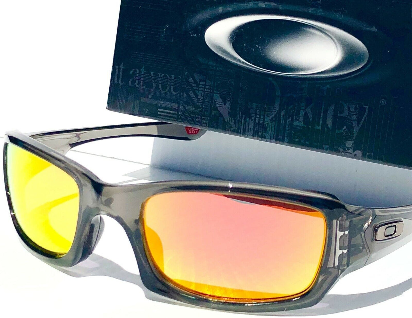 Oakley FIVES Squared in Grey Smoke Frames POLARIZED Galaxy Ruby Lens Sunglass oo9238-04 - Two-Lens Bundle!