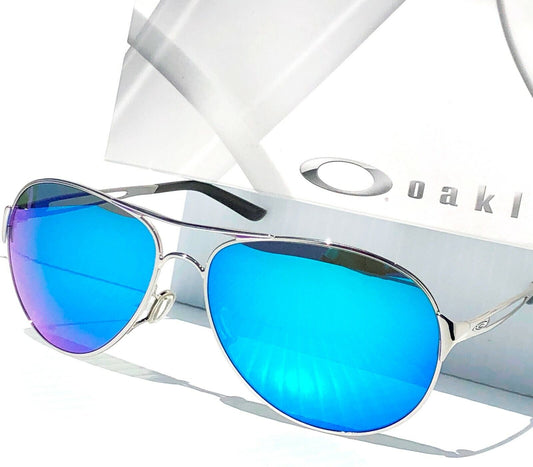 Oakley CAVEAT in Silver Frame with POLARIZED Galaxy Blue lens Sunglasses oo4054 - Two-Lens Bundle!