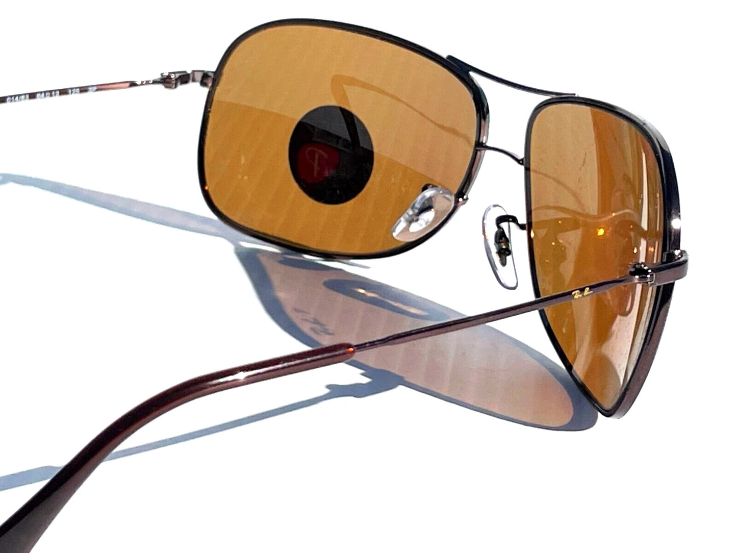 Ray Ban Bronze 64mm Aviator Frame POLARIZED Brown lens Sunglass RB3267